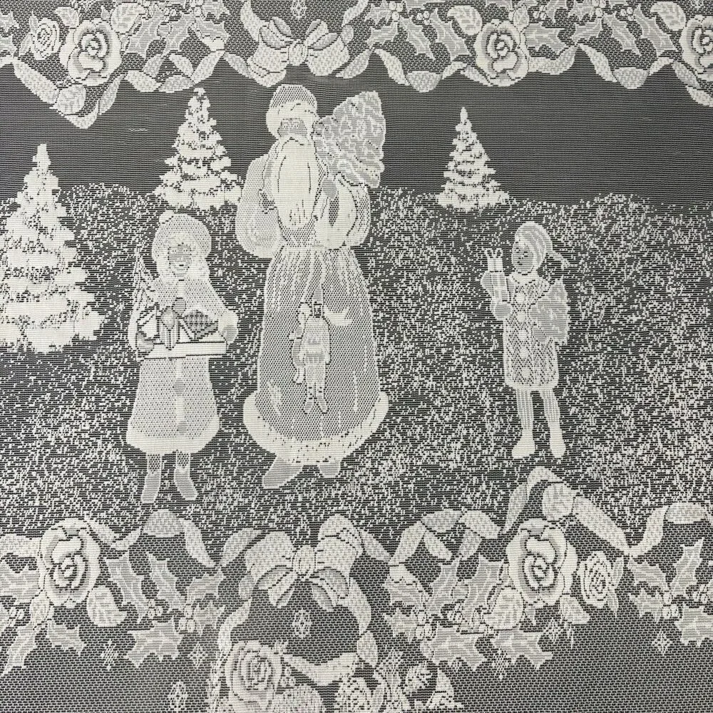 Vintage Old World Santa Christmas Lace Tablecloth 60 “x 84” Oblong